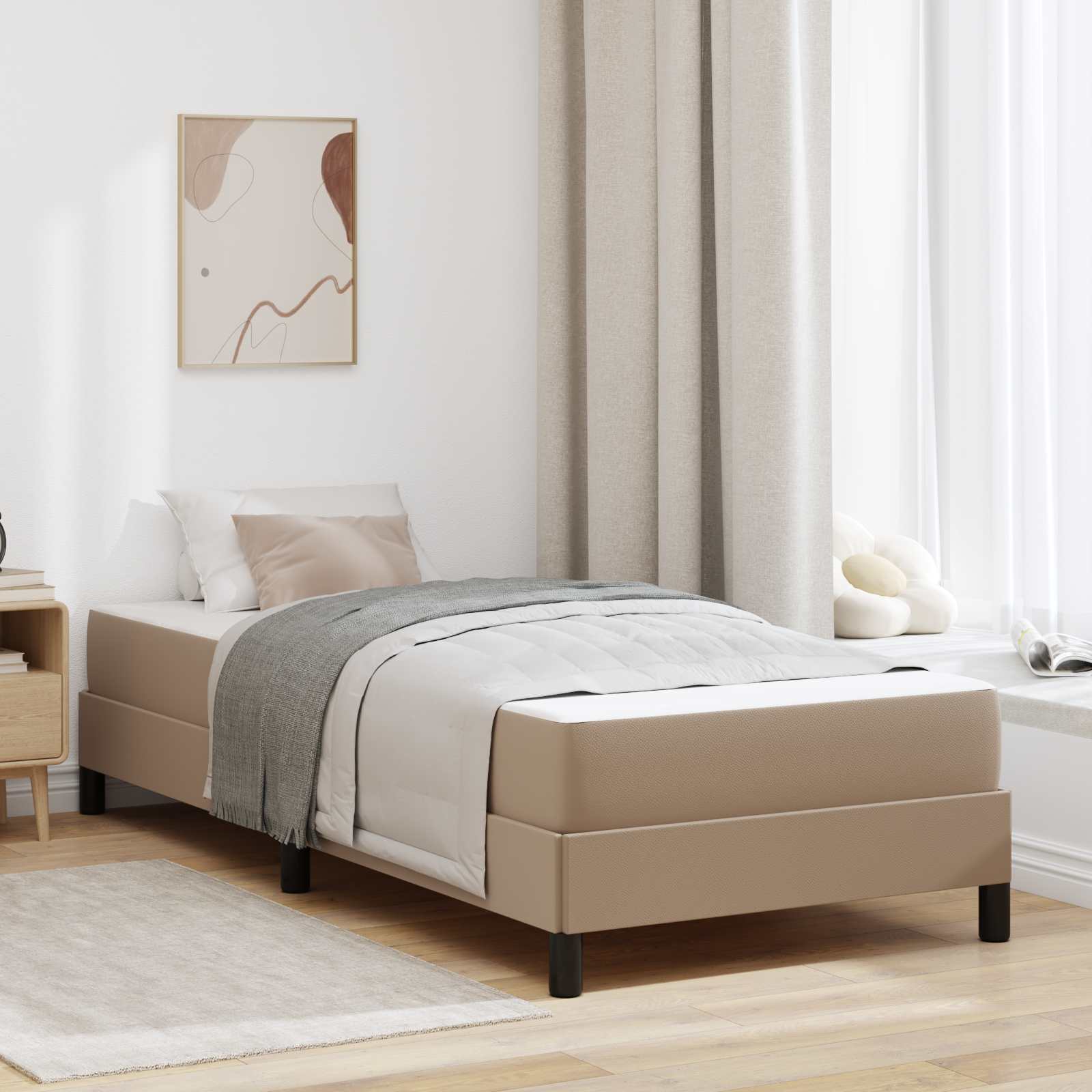 Cadre de lit avec matelas Cappuccino 90 x 190 cm tissu - XIOS