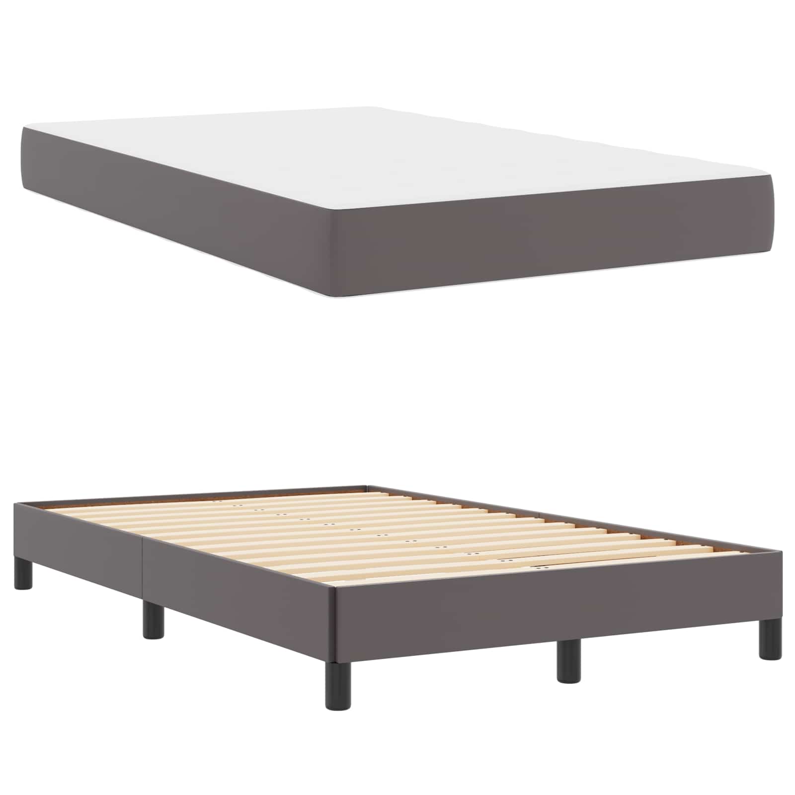 Cadre de lit avec matelas Gris 120 x 200 cm tissu - XIOS