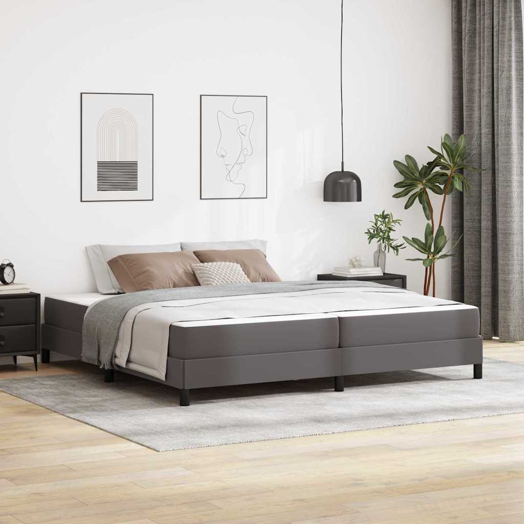 Lit avec matelas Gris 200 x 200 cm Faux cuir - XIOS