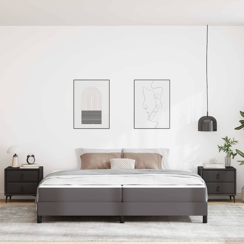 Lit avec matelas Gris 200 x 200 cm Faux cuir - XIOS