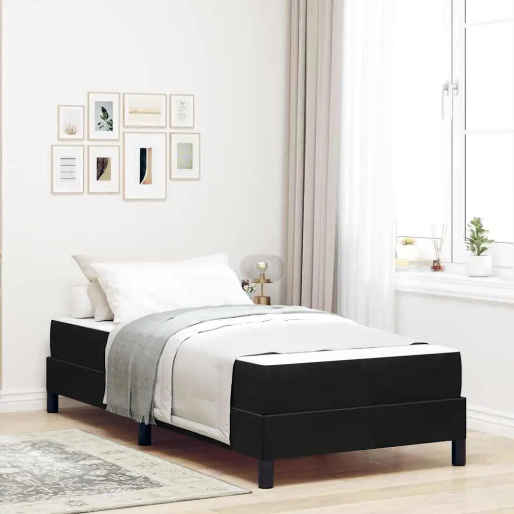 Lit à ressorts avec matelas Noir 90 x 200 cm tissu - XIOS Store SNC