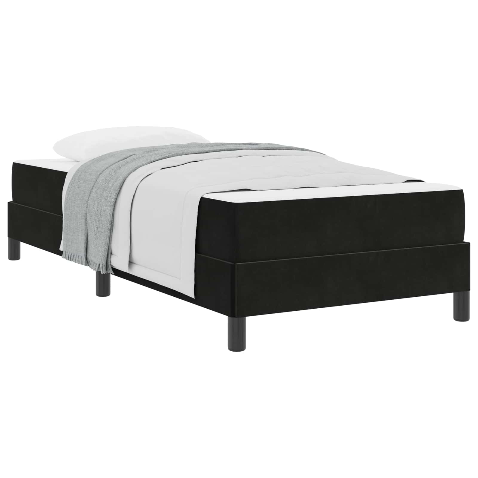 Lit à ressorts avec matelas Noir 90 x 200 cm tissu - XIOS