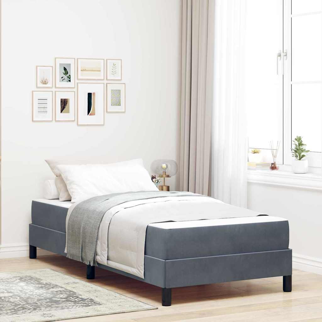Lit à ressorts avec matelas Gris foncé 100 x 200 cm tissu - XIOS