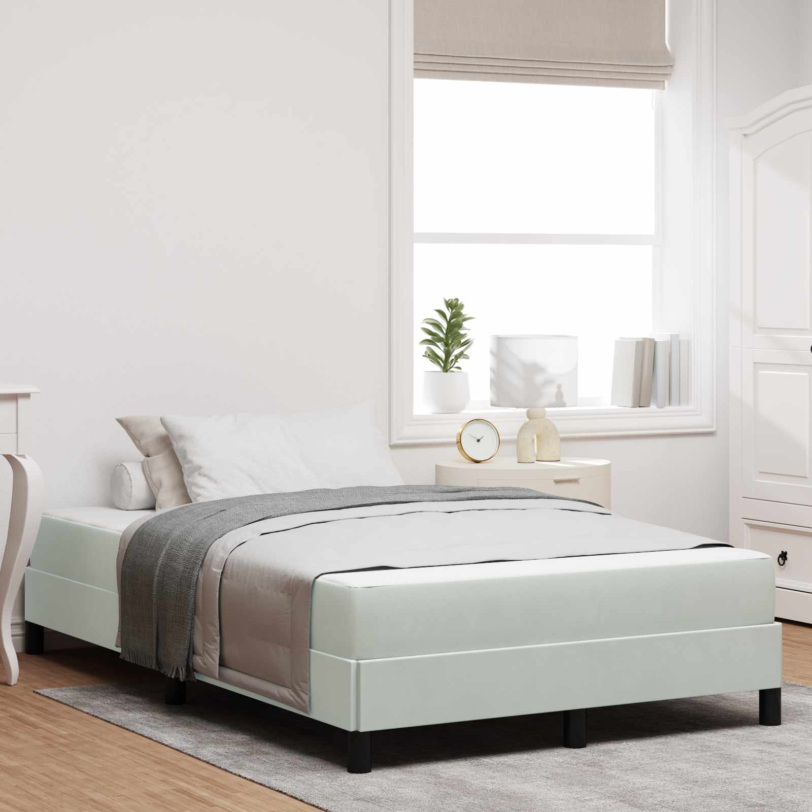 Lit à ressorts avec matelas Gris clair 120 x 190 cm tissu - XIOS