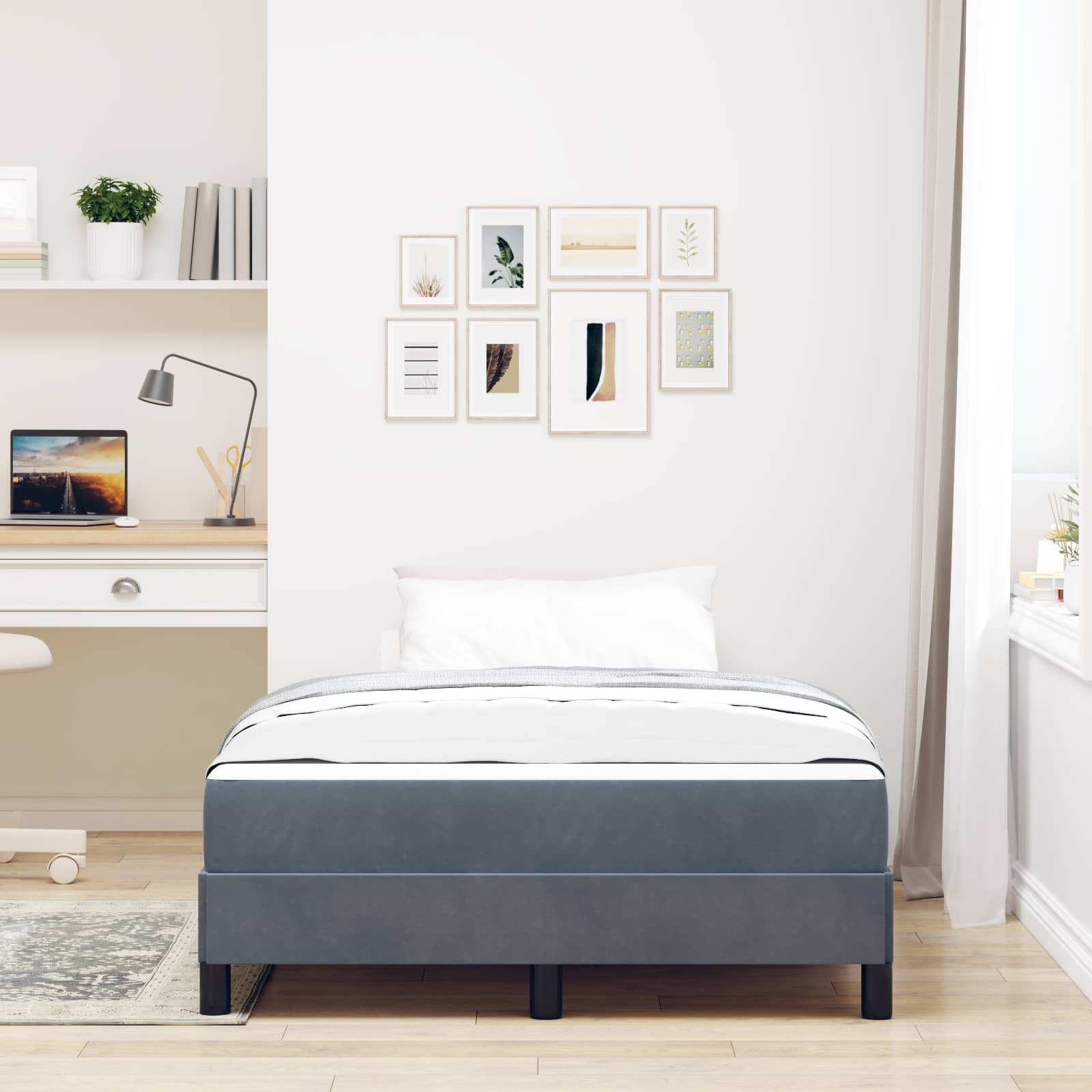 Lit à ressorts avec matelas Gris foncé 120 x 190 cm tissu - XIOS