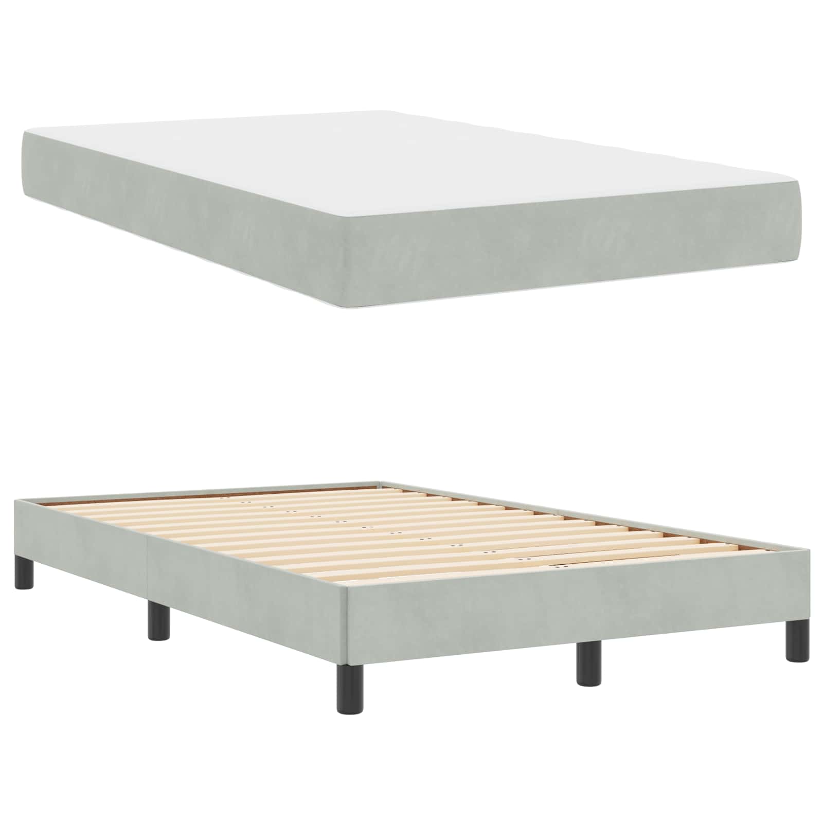 Lit à ressorts avec matelas Gris clair 120 x 200 cm tissu - XIOS
