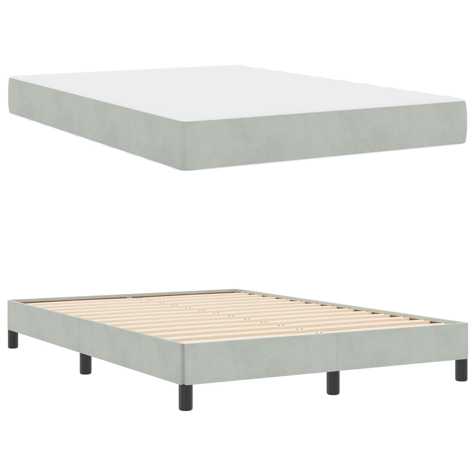 Lit à ressorts avec matelas Gris clair 140 x 200 cm tissu - XIOS