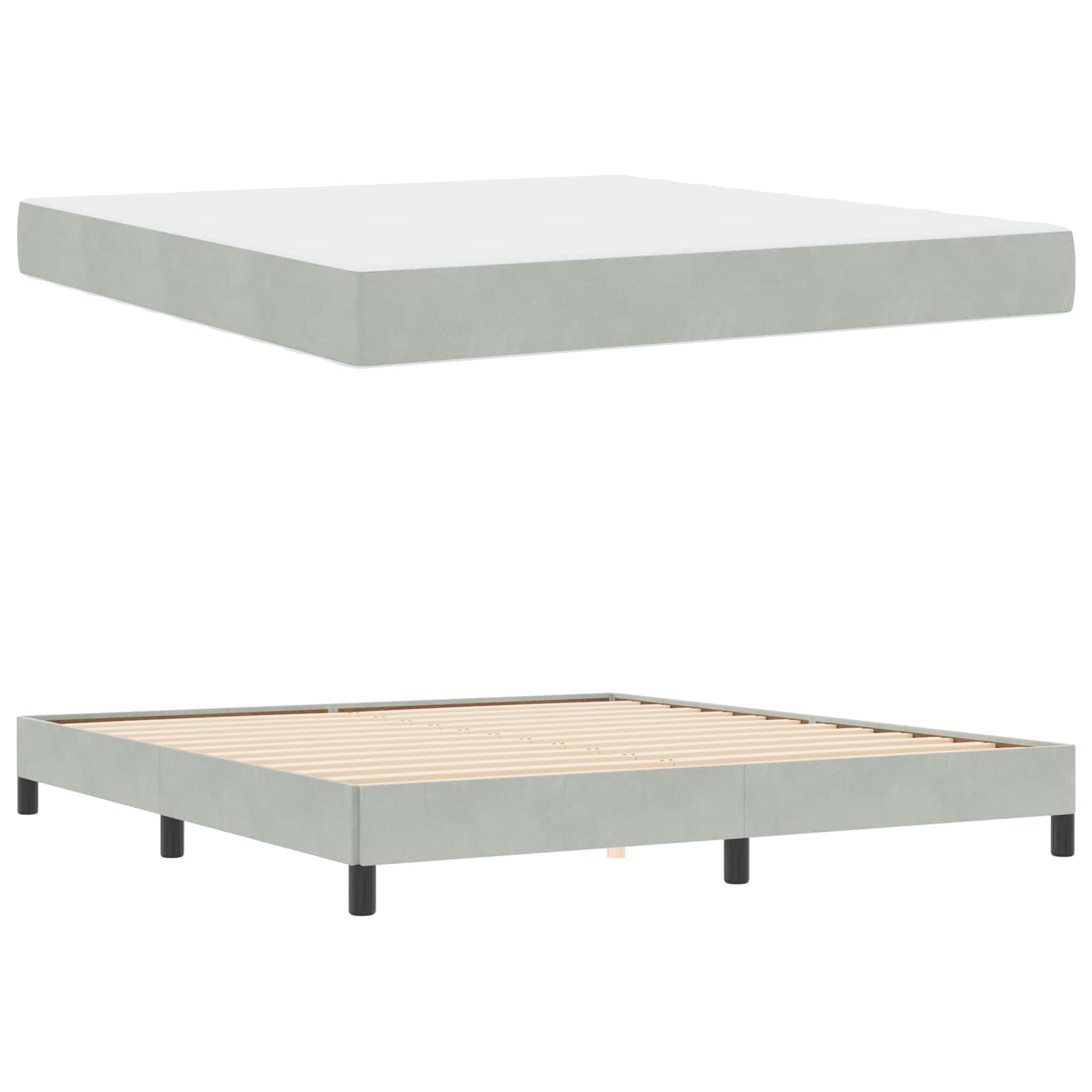 Lit à ressorts avec matelas Gris clair 180 x 200 cm tissu - XIOS