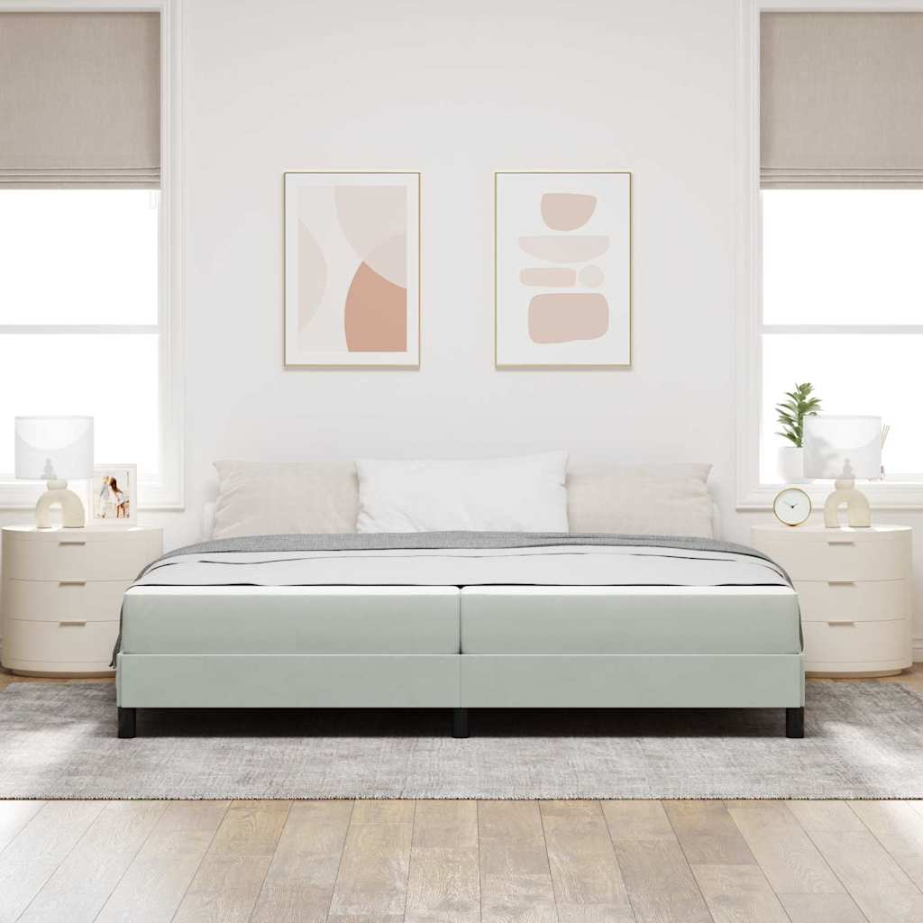 Lit à ressorts avec matelas Gris clair 200 x 200 cm tissu - XIOS