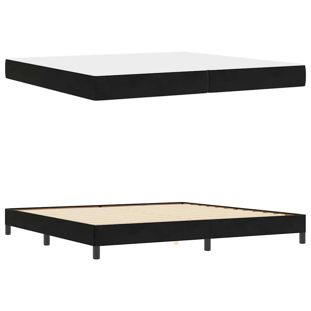 Lit à ressorts avec matelas Noir 200 x 200 cm tissu - XIOS