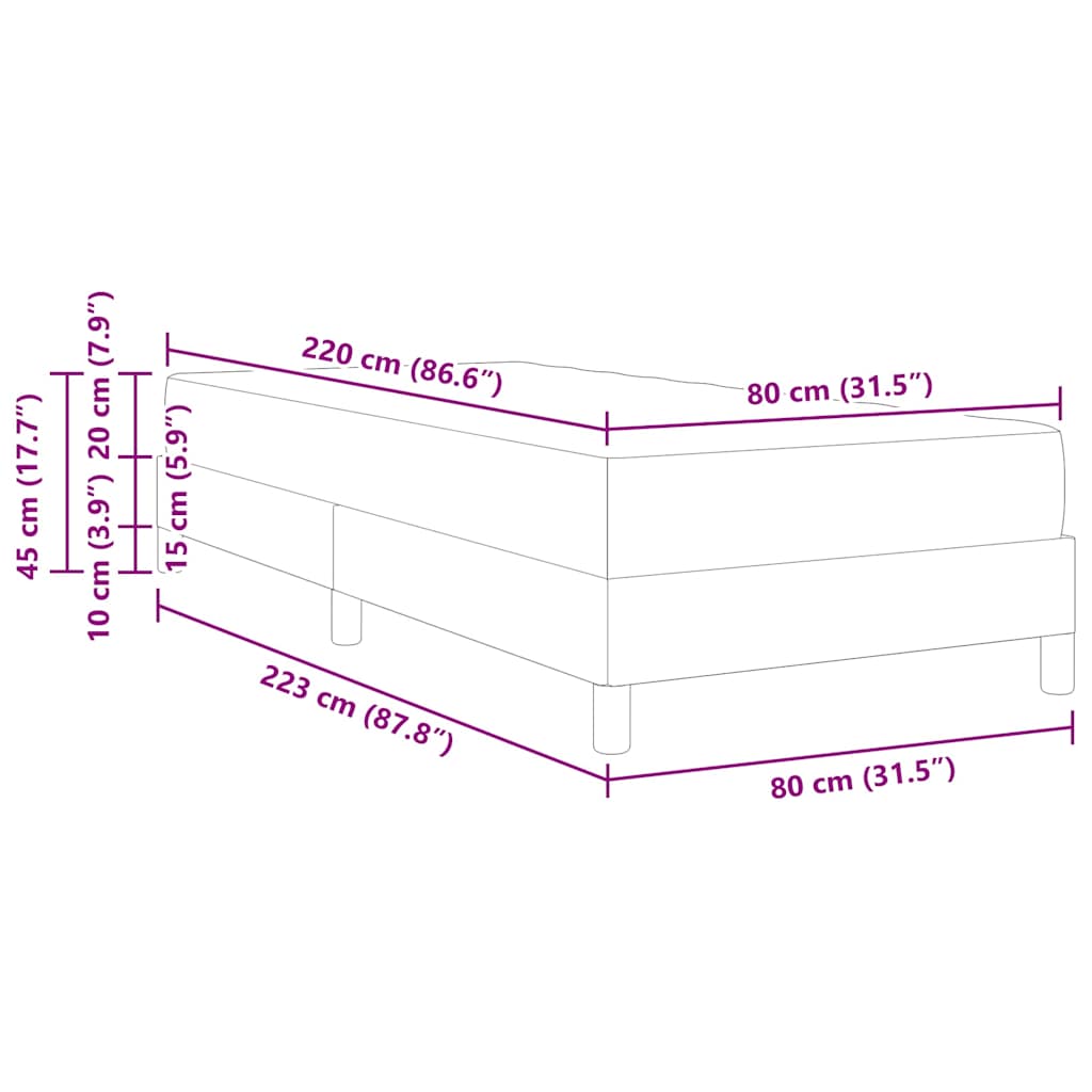 Lit à ressorts avec matelas Gris clair 80 x 220 cm tissu - XIOS