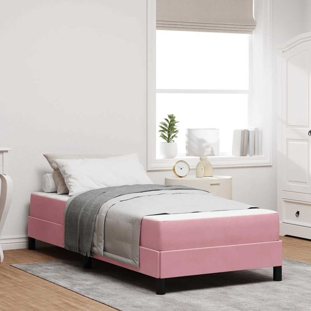 Lit à ressorts avec matelas Rose 90 x 220 cm tissu - XIOS