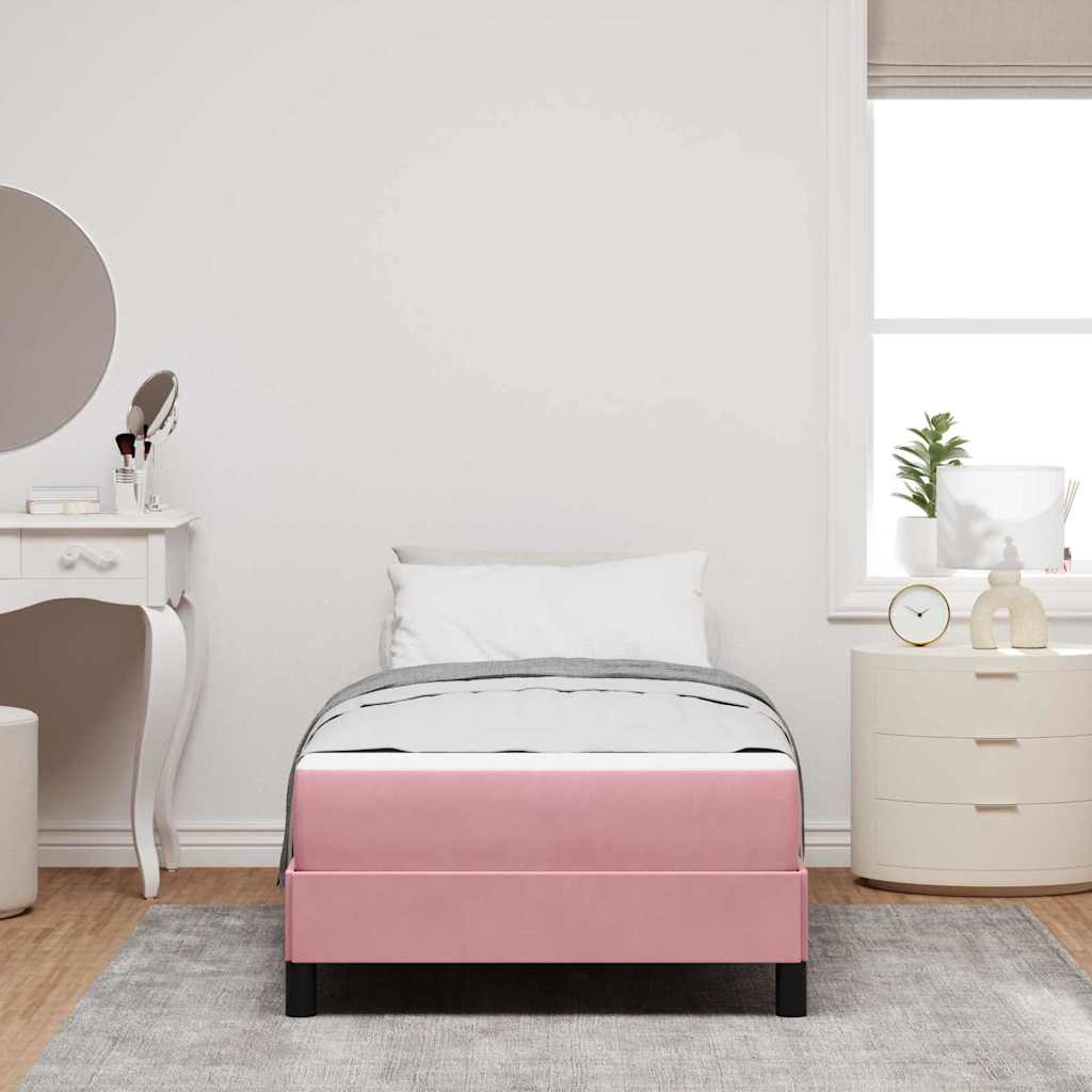 Lit à ressorts avec matelas Rose 90 x 220 cm tissu - XIOS