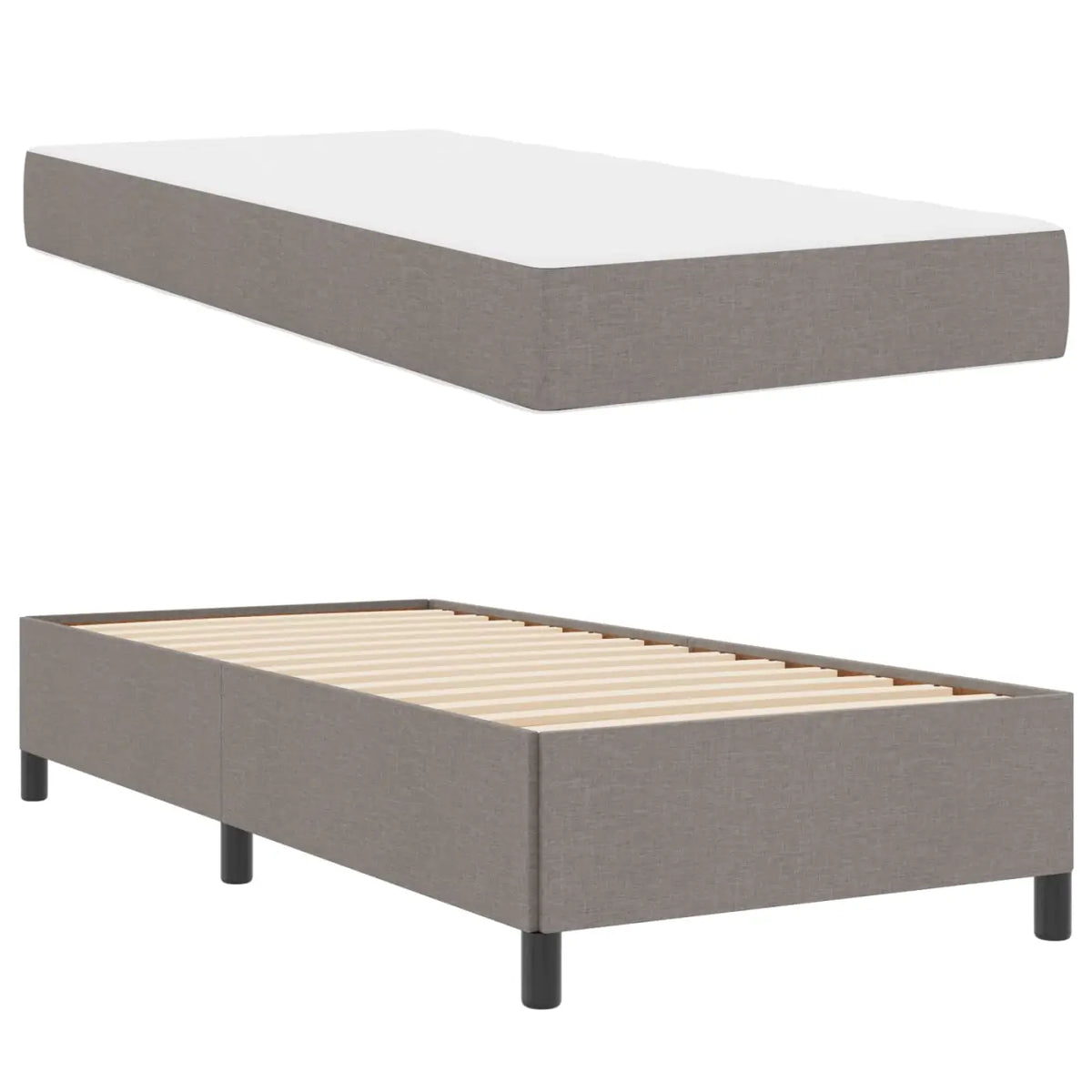 Lit à ressorts Taupe 80 x 200 cm tissu - XIOS