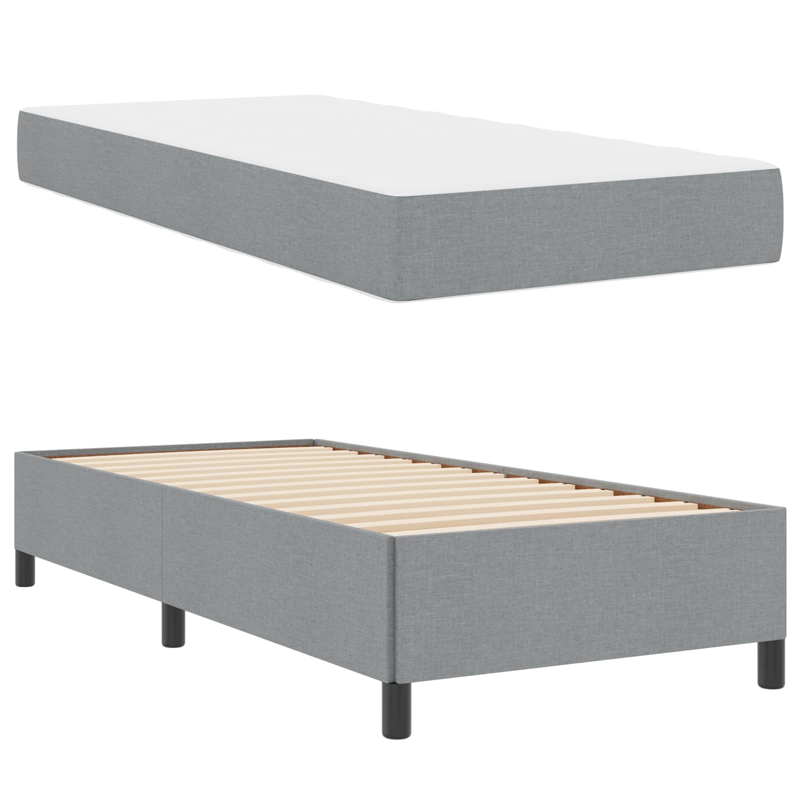 Lit à ressorts avec matelas Gris clair 90 x 190 cm tissu - XIOS