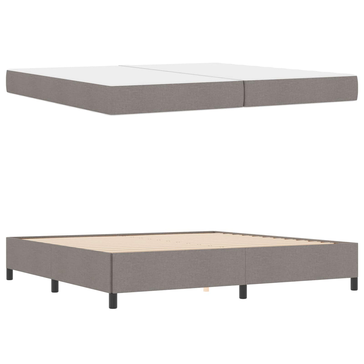Lit à ressorts Taupe 200 x 200 cm tissu