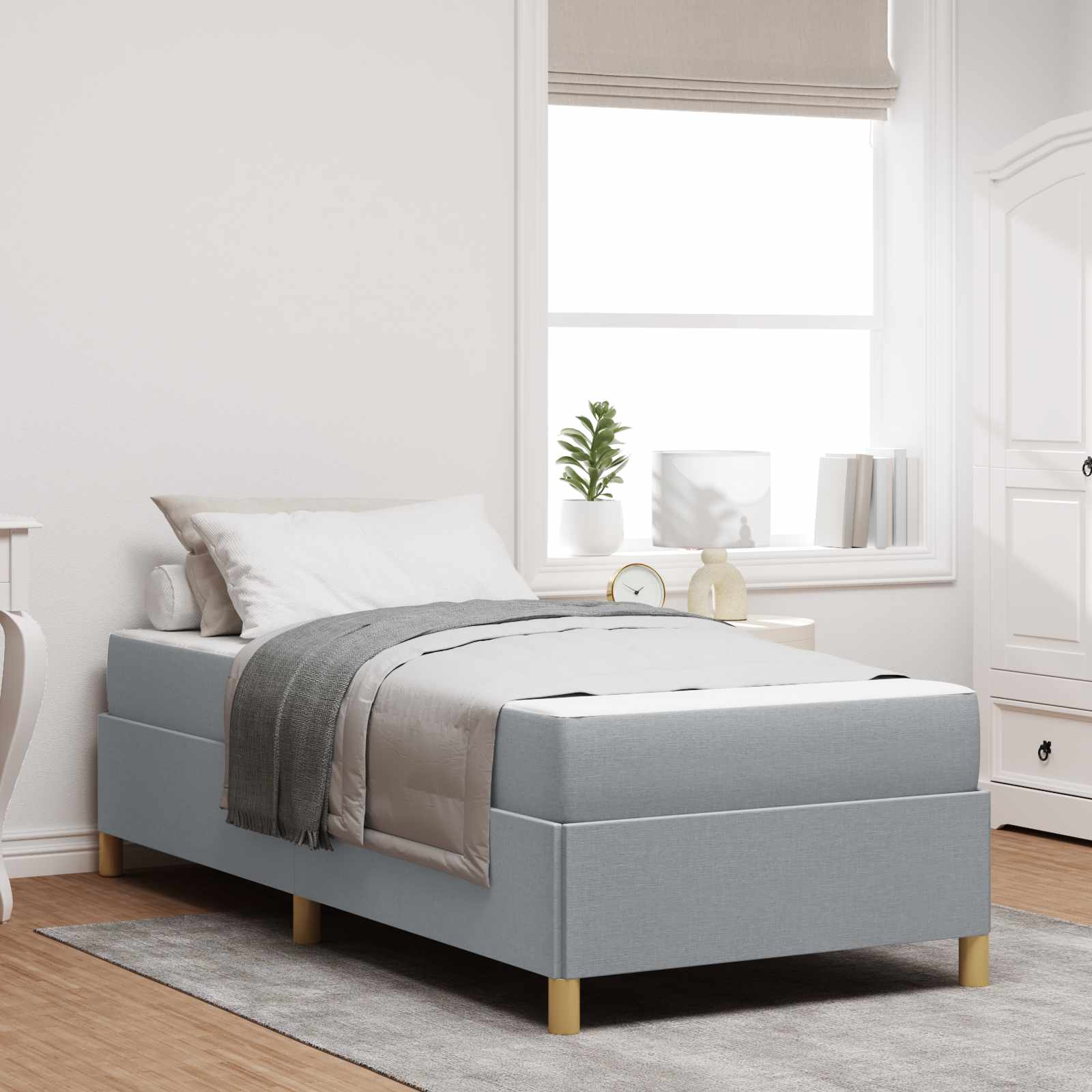 Cadre de lit Gris clair 80 x 200 cm tissu