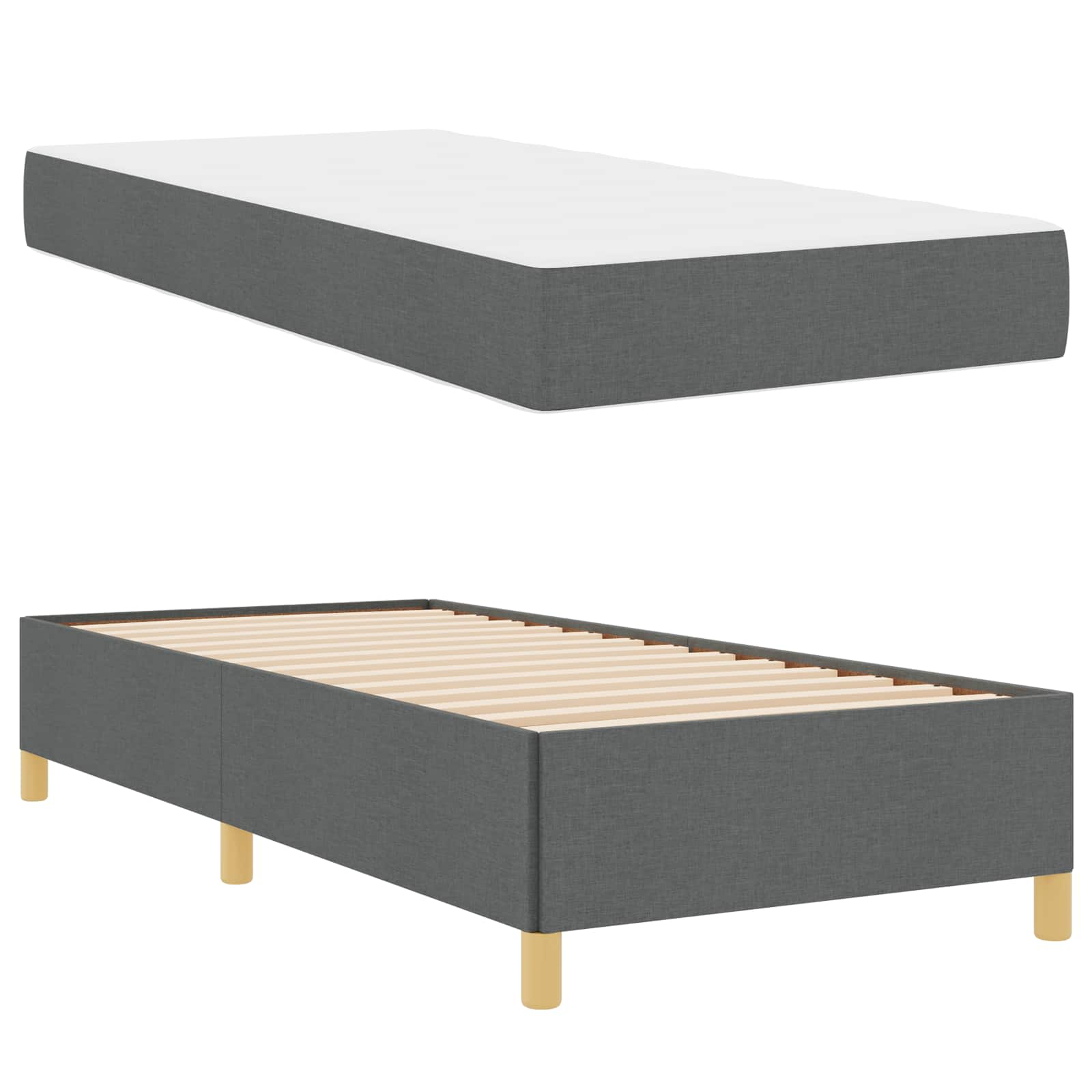 Cadre de lit avec matelas Gris foncé 80 x 200 cm tissu - XIOS