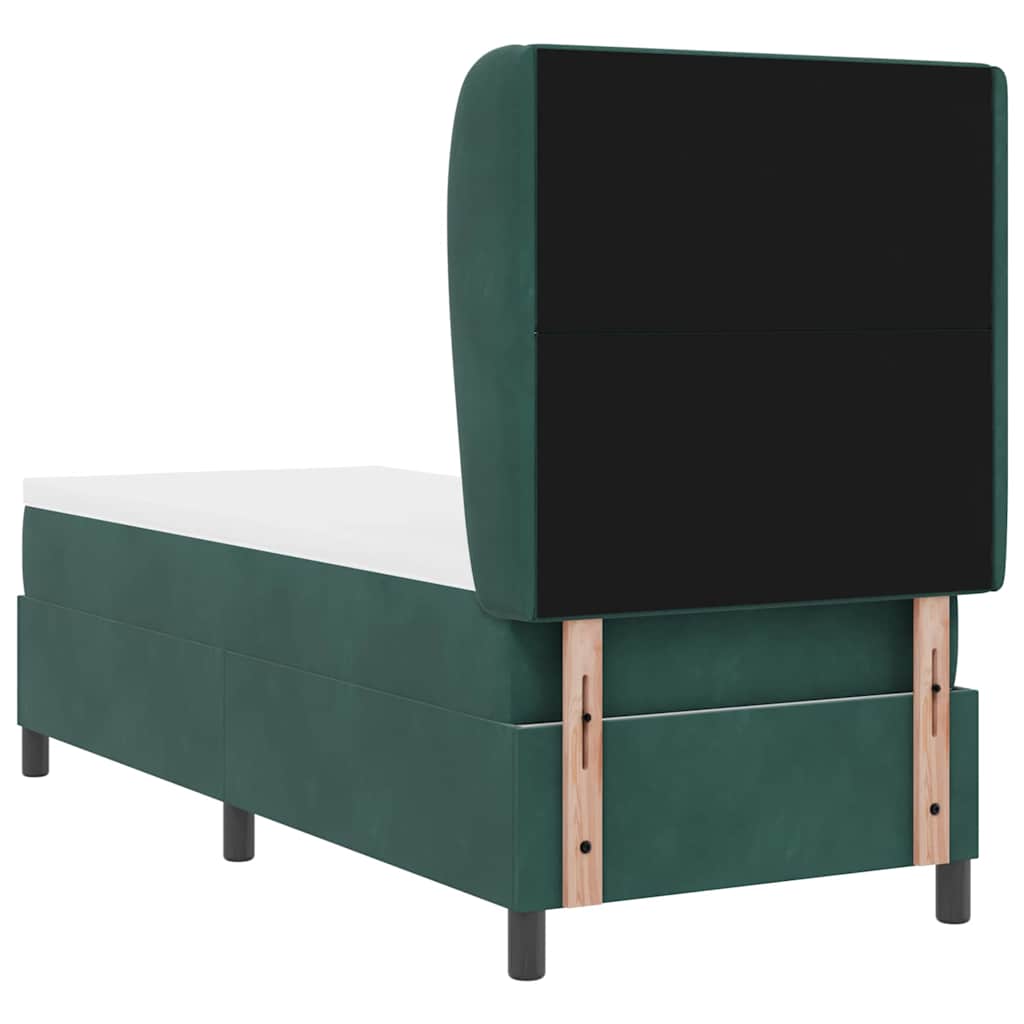 Lit à ressorts avec tête de lit Vert foncé 200 x 80 cm Velours