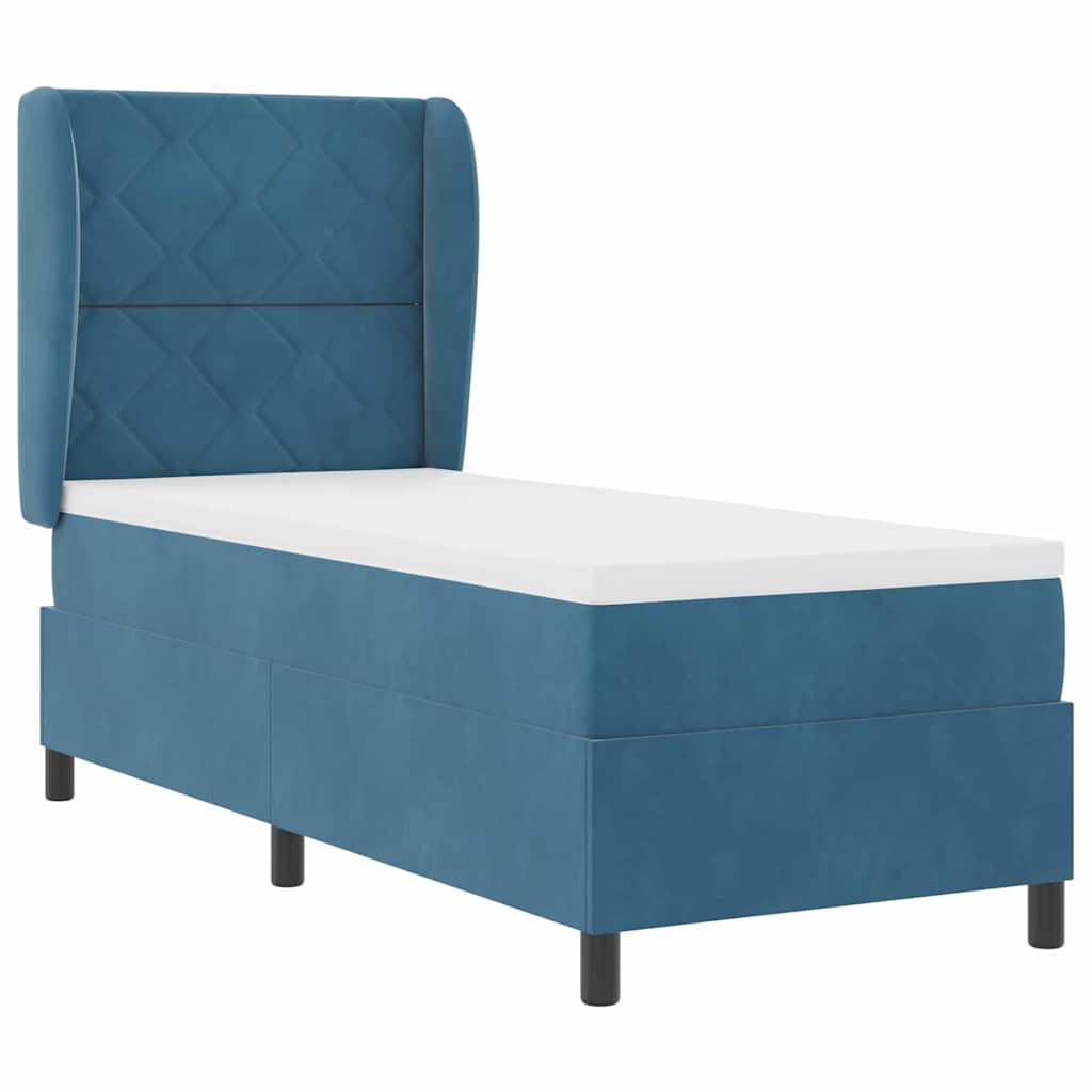 Lit à ressorts avec tête de lit Bleu foncé 200 x 80 cm Velours - XIOS