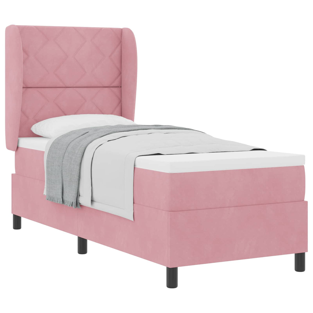Lit à ressorts avec tête de lit Rose 200 x 80 cm Velours