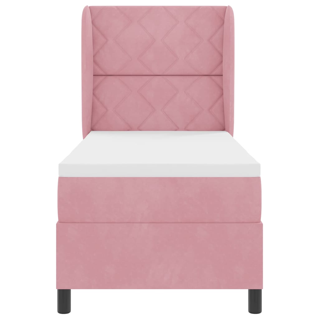 Lit à ressorts avec tête de lit Rose 200 x 80 cm Velours