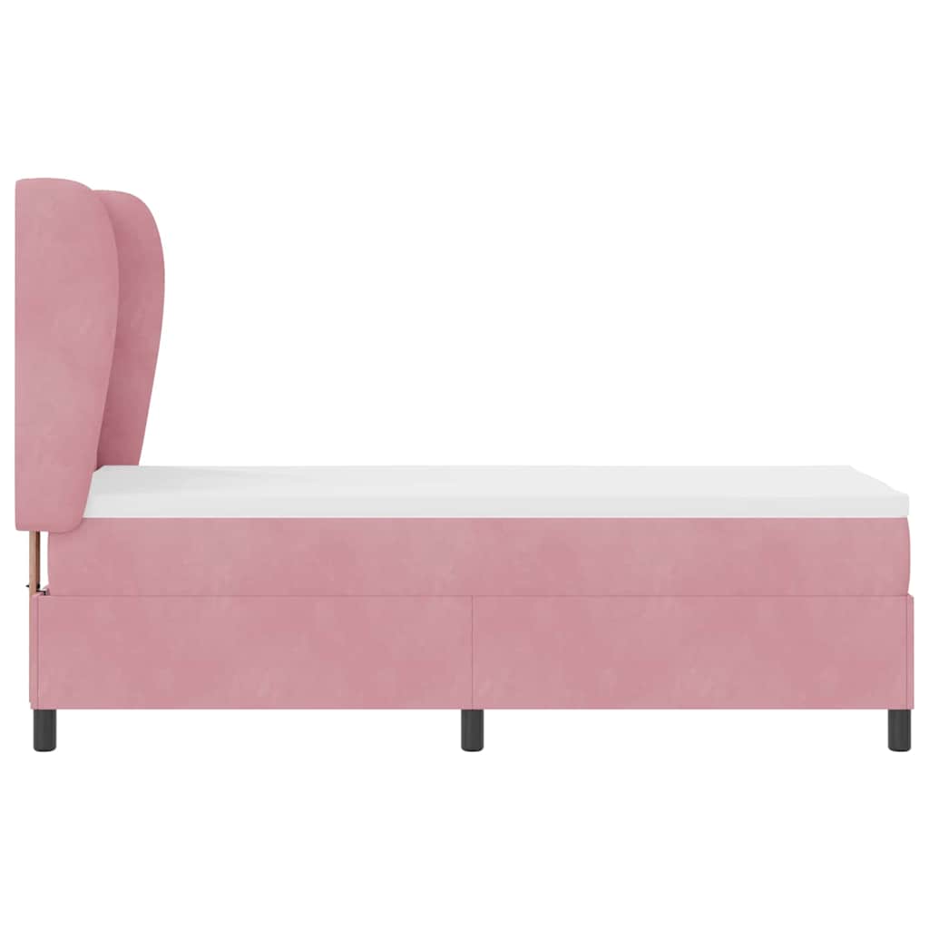 Lit à ressorts avec tête de lit Rose 200 x 80 cm Velours
