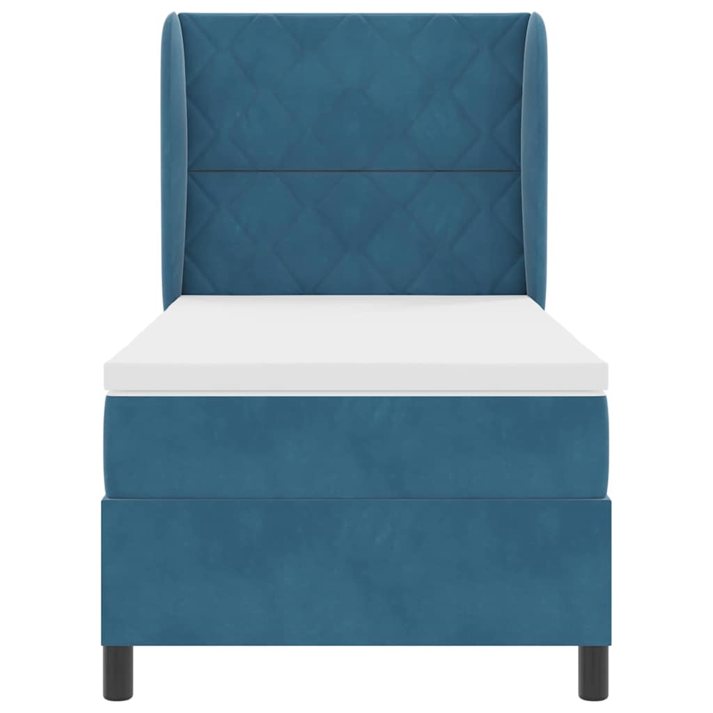 Lit à ressorts avec matelas Bleu foncé 90 x 190 cm Velours - XIOS