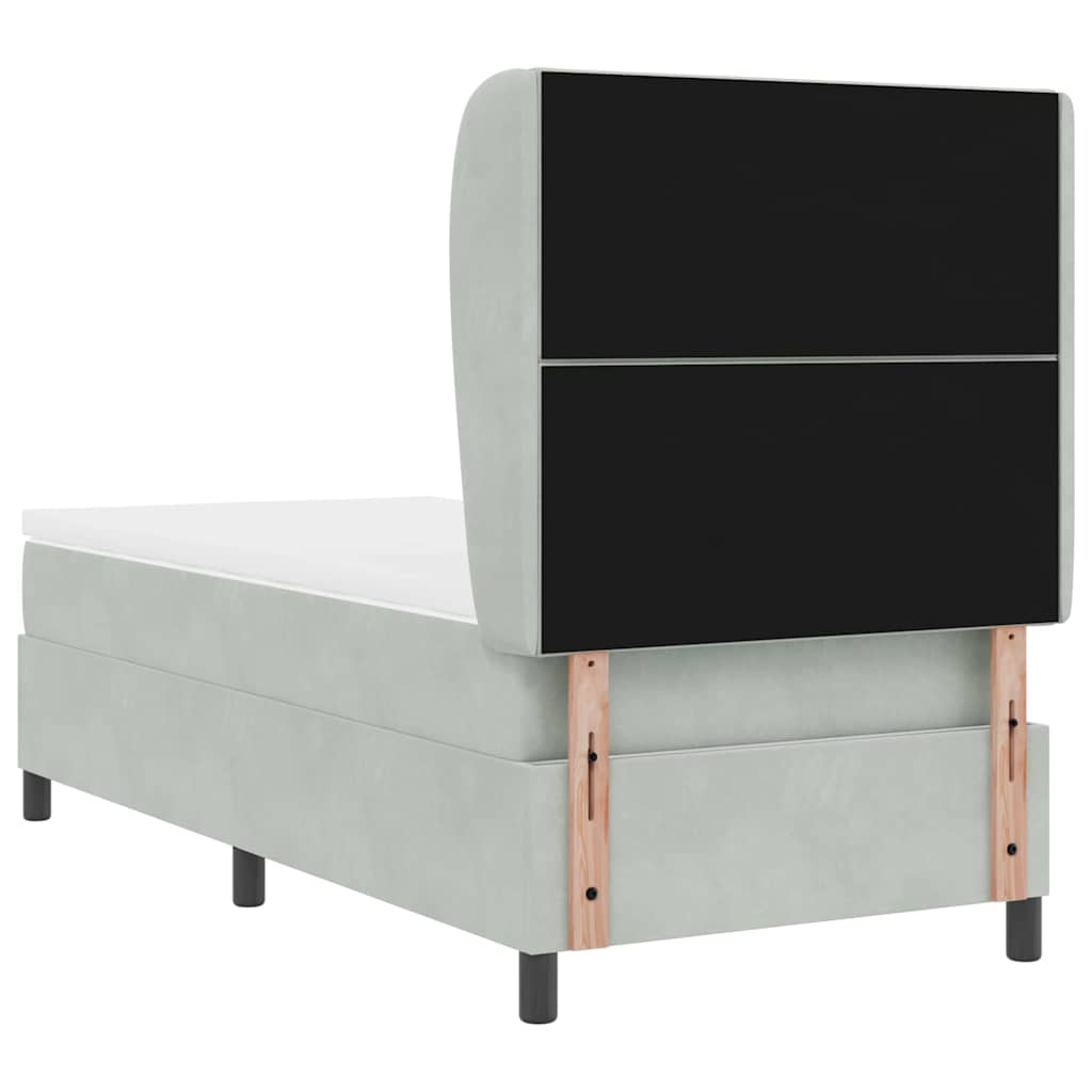Lit à ressorts avec tête de lit Gris clair 200 x 90 cm Velours - XIOS