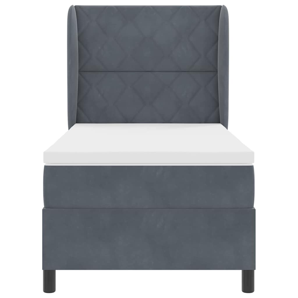 Lit à ressorts avec matelas Gris foncé 200 x 90 cm Polyester - XIOS