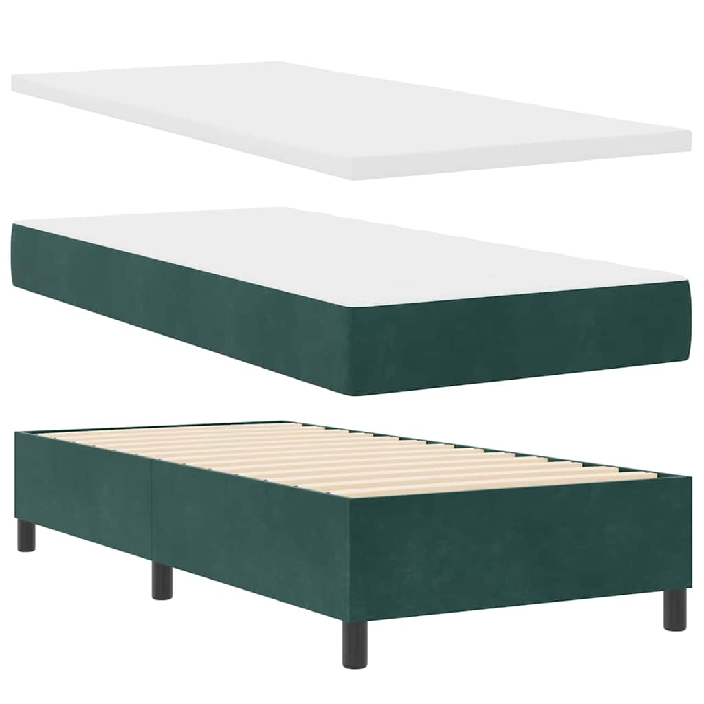 Lit à ressorts avec matelas Vert foncé 200 x 90 cm Polyester - XIOS