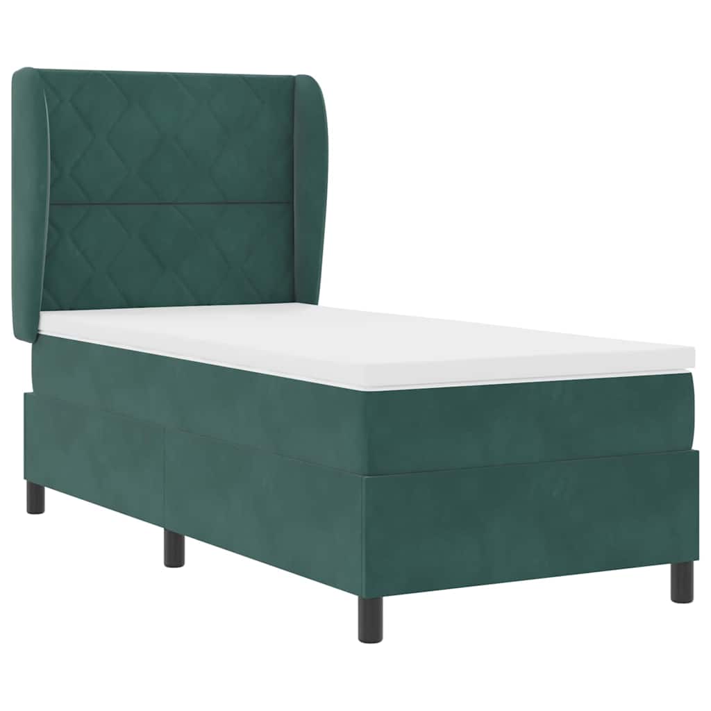 Lit à ressorts avec matelas Vert foncé 100 x 200 cm Velours - XIOS