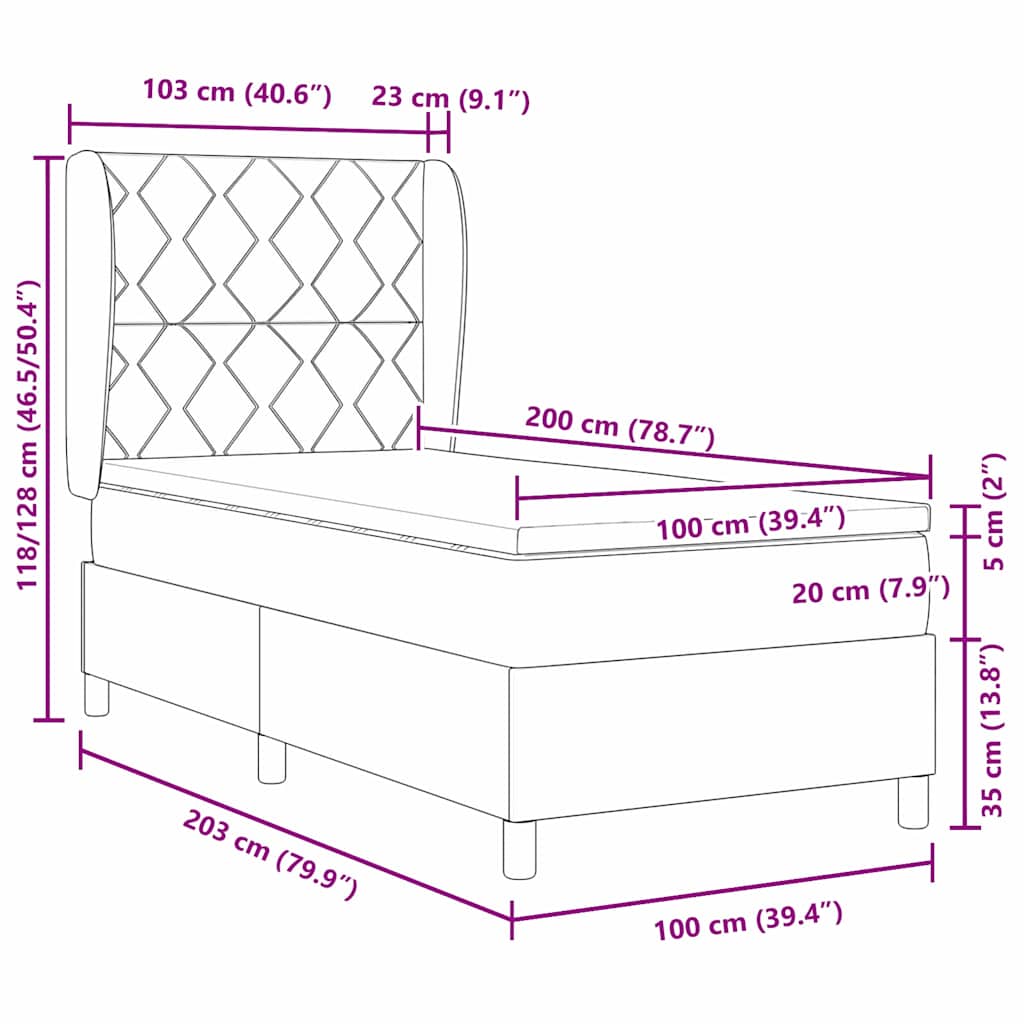 Lit à ressorts avec matelas Vert foncé 100 x 200 cm Velours - XIOS