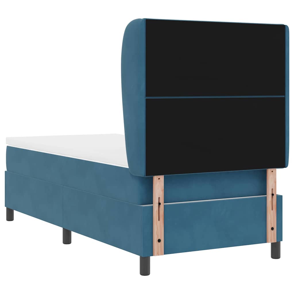 Lit à ressorts avec tête de lit Bleu foncé 200 x 100 cm Velours - XIOS