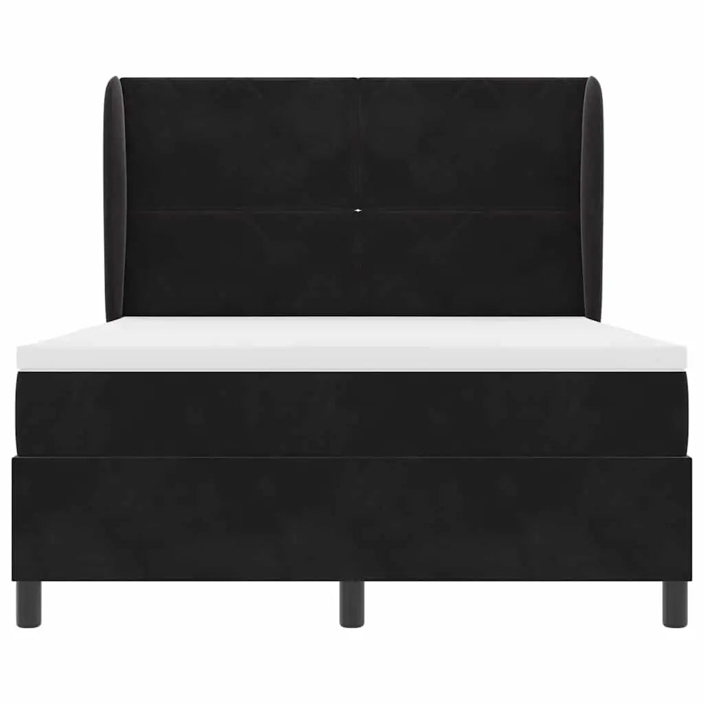 Lit à ressorts avec tête de lit Noir 190 x 140 cm Velours - XIOS