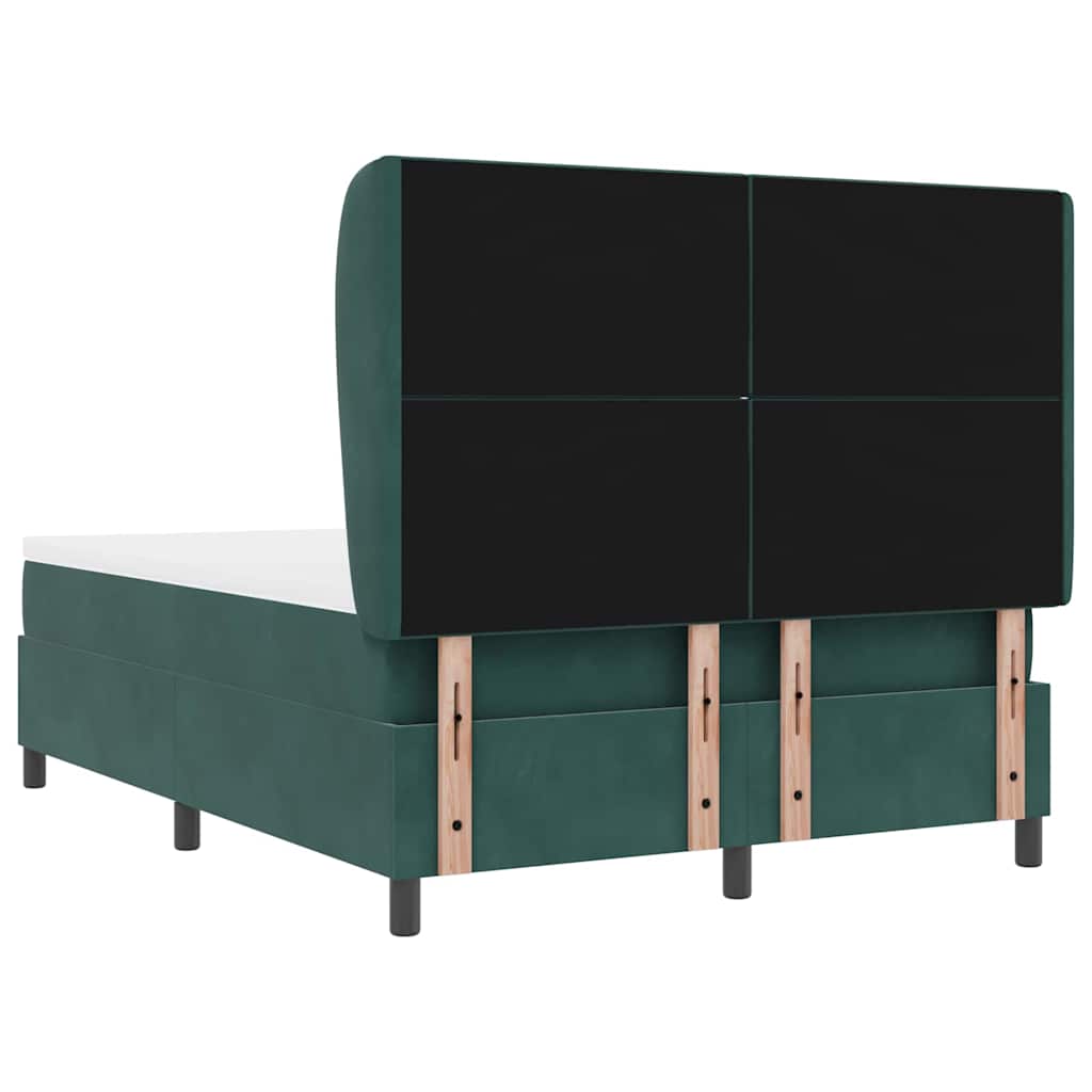 Lit à ressorts avec tête de lit Vert foncé 200 x 140 cm Velours