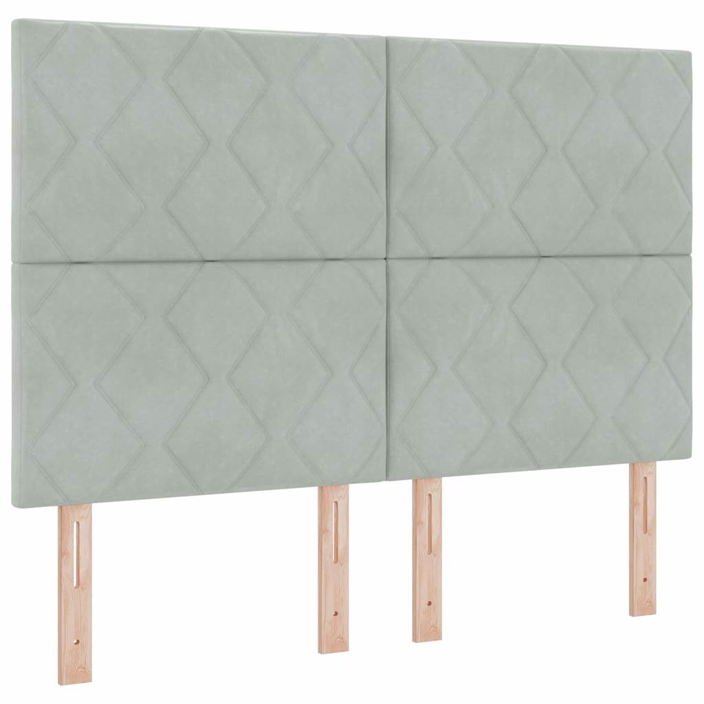 Lit à ressorts avec matelas Gris clair 160 x 200 cm Velours