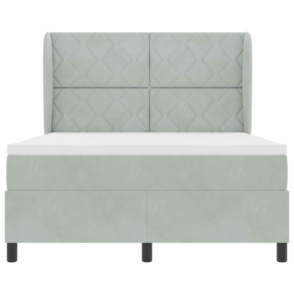 Lit à ressorts avec matelas Gris clair 160 x 200 cm Velours