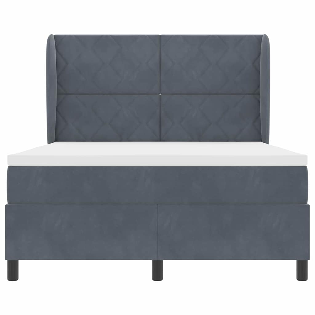 Lit à ressorts avec matelas Gris foncé 160 x 200 cm Velours - XIOS