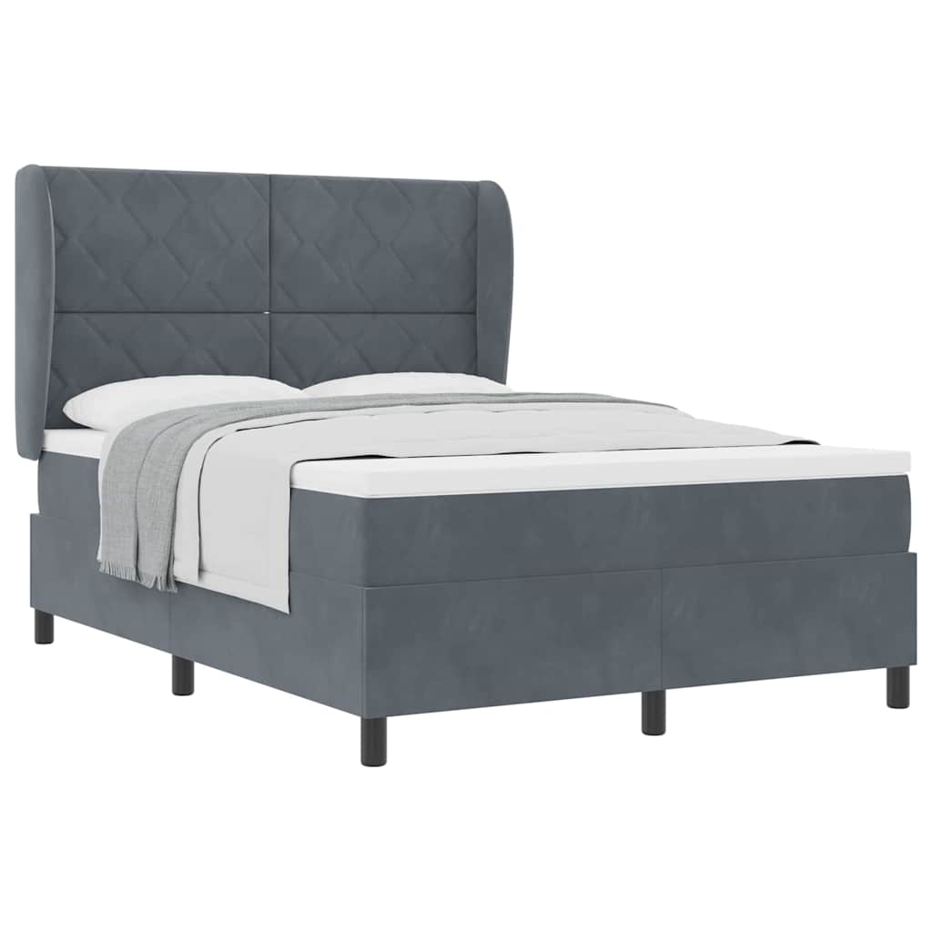 Lit à ressorts avec matelas Gris foncé 160 x 200 cm Velours - XIOS