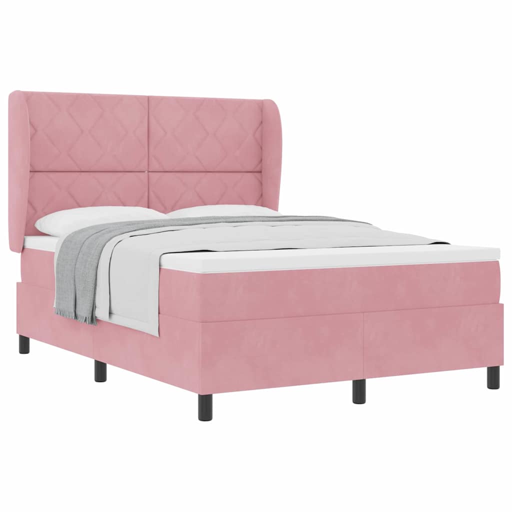 Lit à ressorts avec matelas Rose 160 x 200 cm Velours