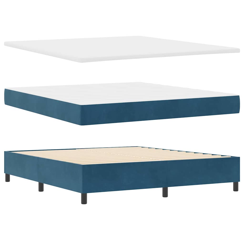 Lit à ressorts avec matelas Bleu foncé 180 x 200 cm Velours - XIOS
