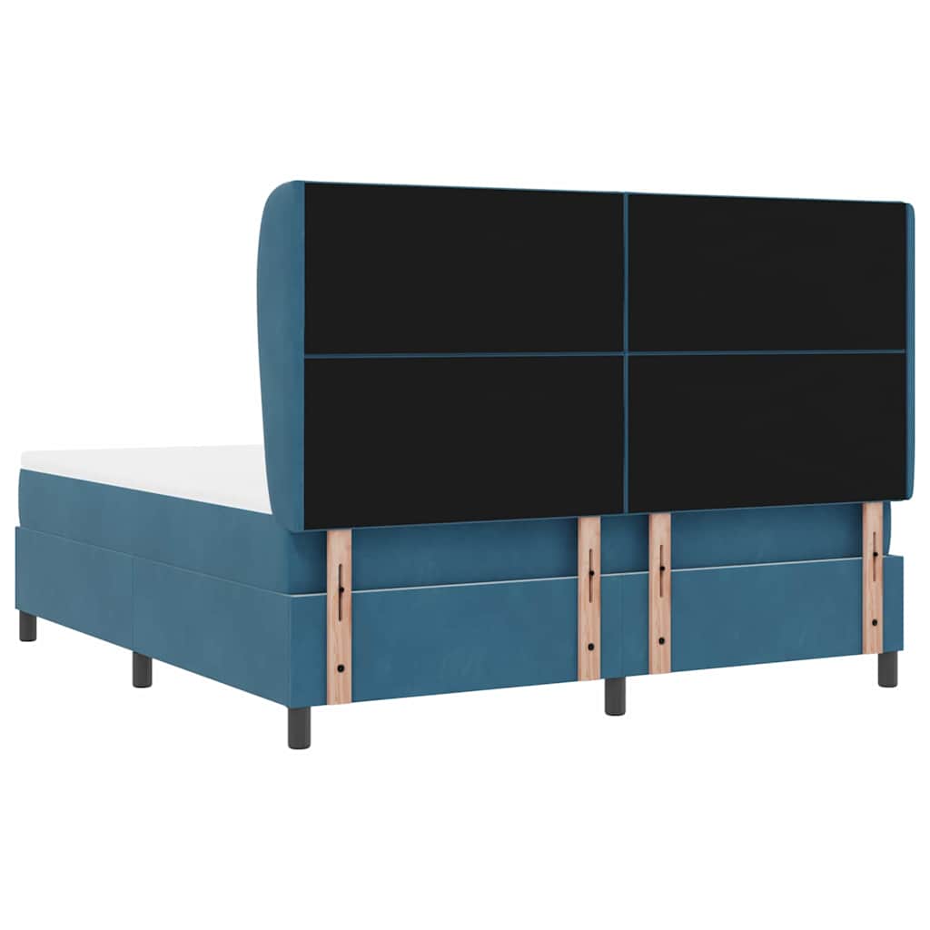 Lit à ressorts avec matelas Bleu foncé 180 x 200 cm Velours - XIOS