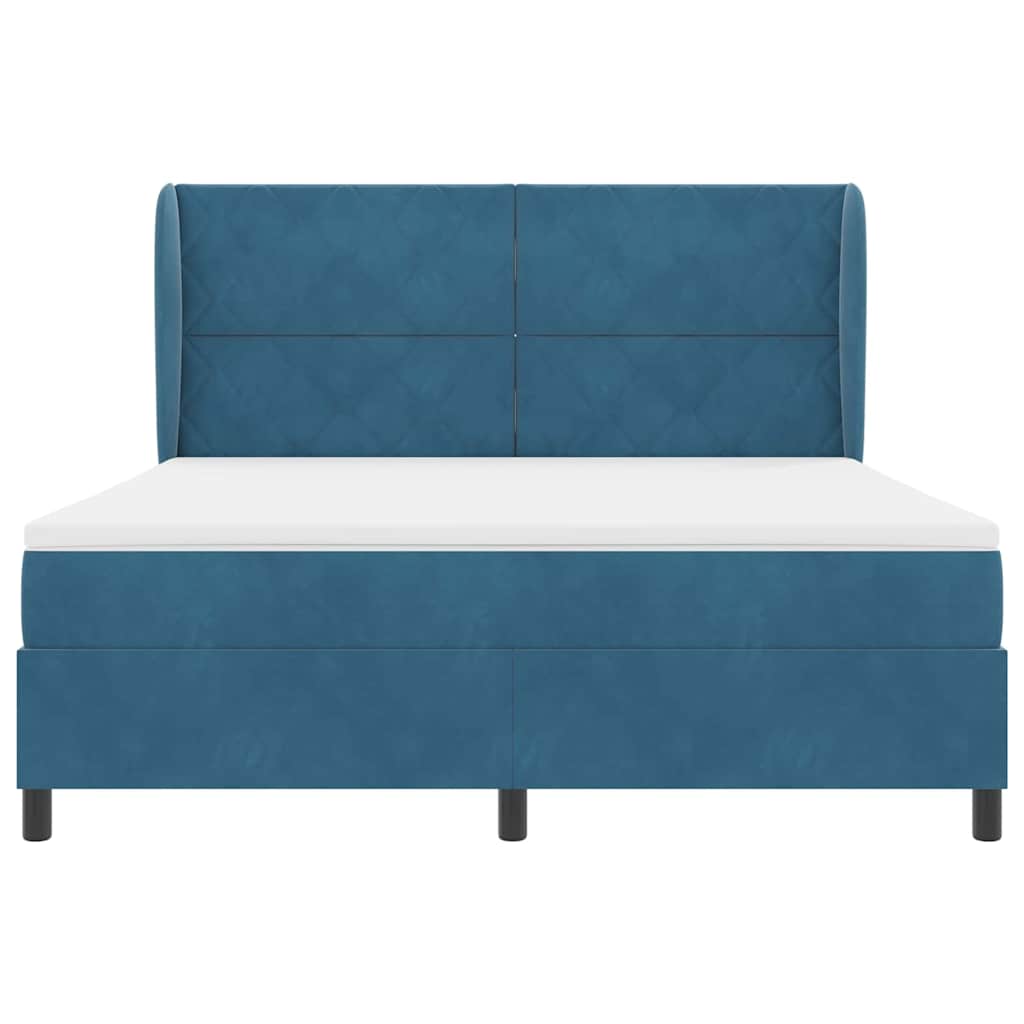 Lit à ressorts avec matelas Bleu foncé 180 x 200 cm Velours - XIOS