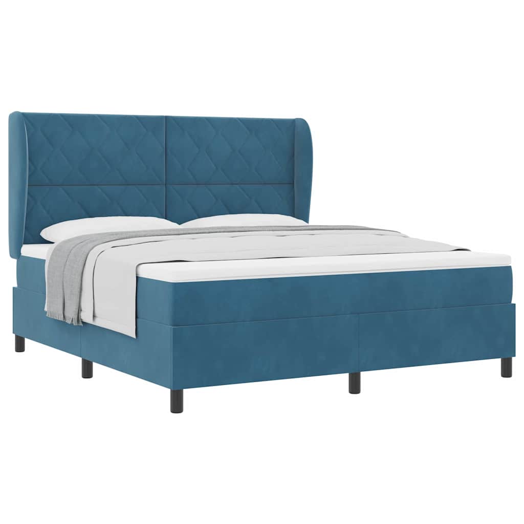 Lit à ressorts avec matelas Bleu foncé 180 x 200 cm Velours - XIOS