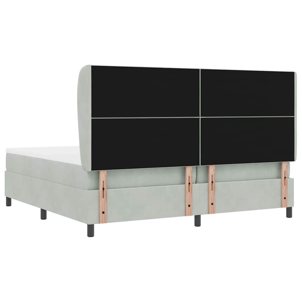 Lit à ressorts avec matelas Gris clair 200 x 200 cm Velours - XIOS
