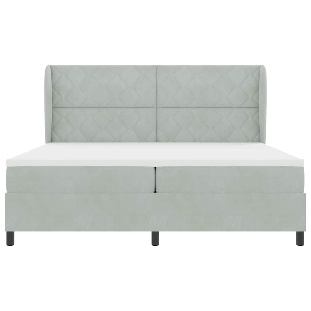 Lit à ressorts avec matelas Gris clair 200 x 200 cm Velours - XIOS