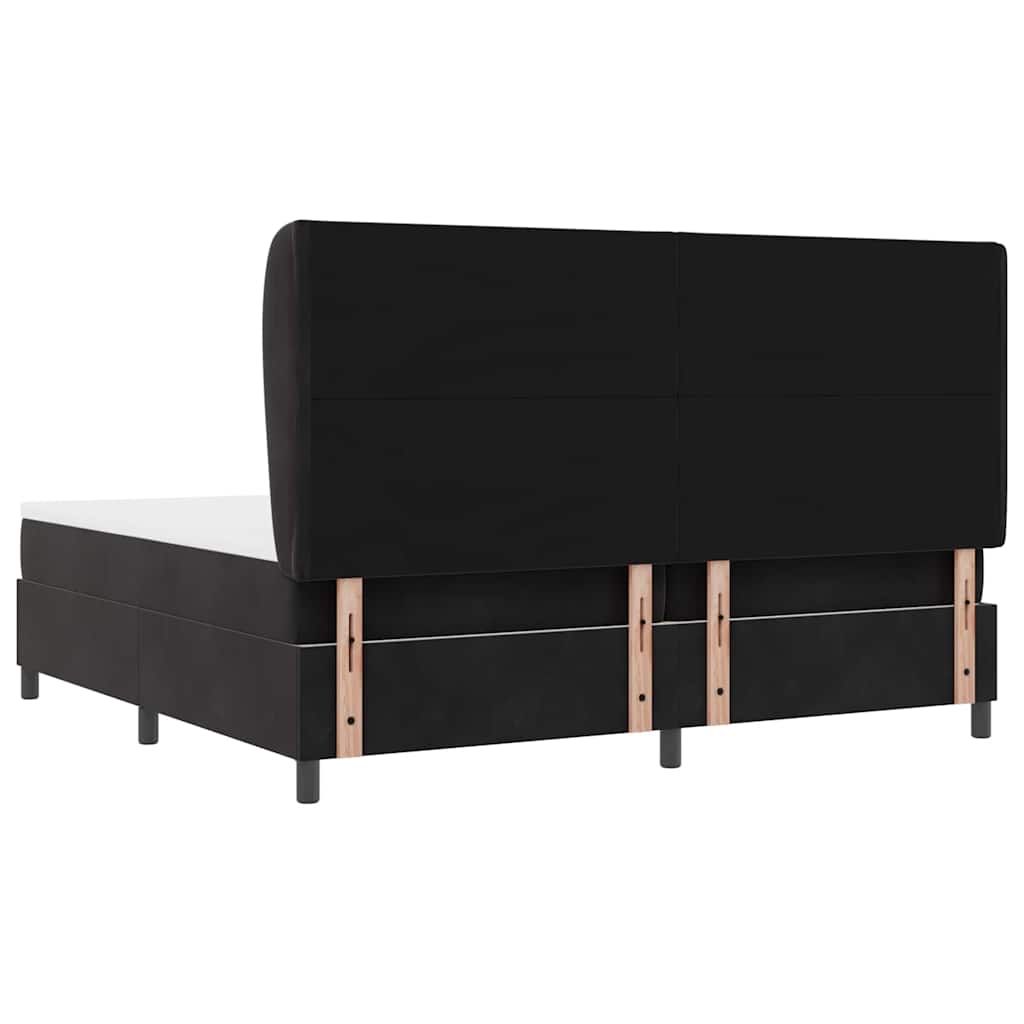 Lit à ressorts avec matelas Noir 200 x 200 cm Velours