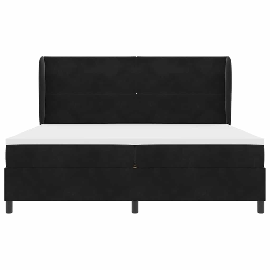 Lit à ressorts avec matelas Noir 200 x 200 cm Velours