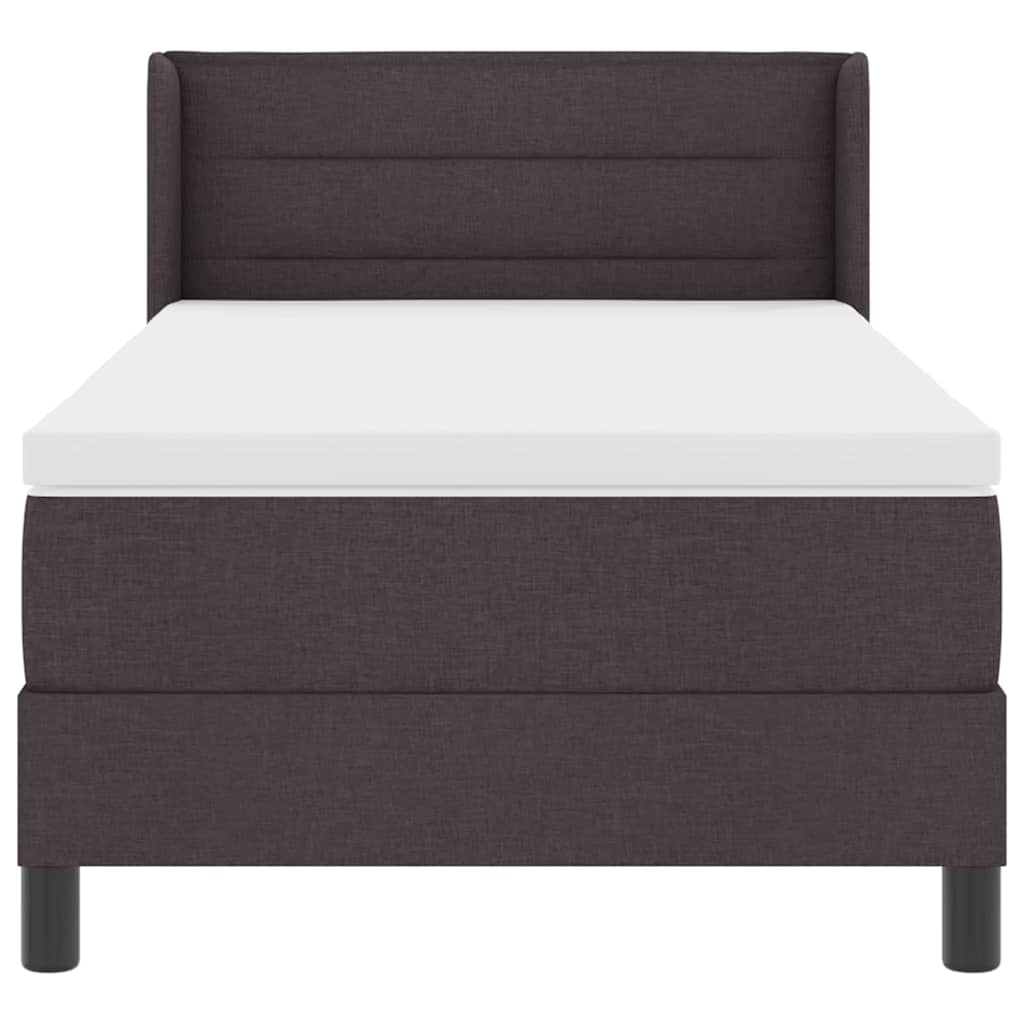 Lit à ressorts avec tête de lit Marron foncé 190 x 90 cm tissu - XIOS
